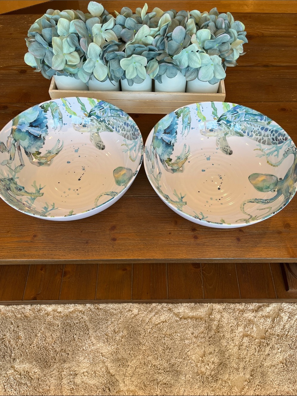 NWOT Sigrid Olsen Ocean Sealife Melamine Set of Two Serving Bowls
